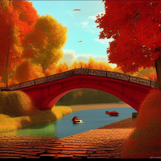 pont, rouge, automne, castor par kiki