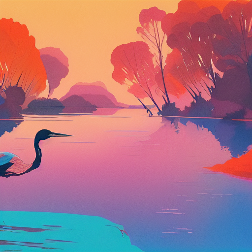 Un fleuve, Roux, L'automne , Un heron par Delph