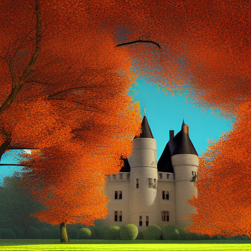 chateau sully sur loire, vert orange, automne, oiseau par sebjames
